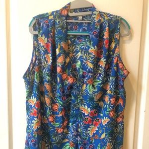 Rose & Olive XL blue tropical print tank